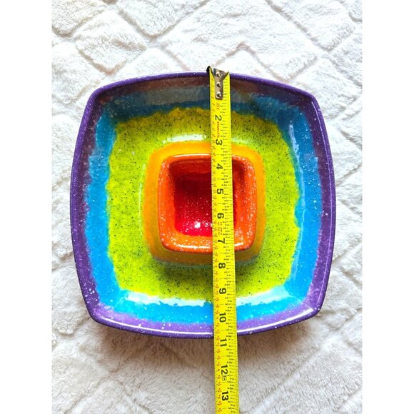 Multicolor Ruby Ceramic Dish Cheese and Dip Tray Beautiful and Heavy Made in Ita - Picture 2 of 8